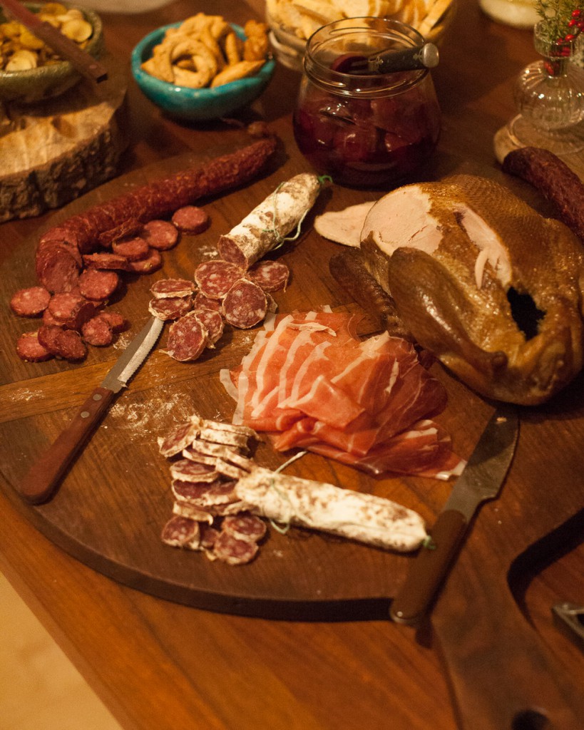 Locally pastured and cured meats from Jacüterie in Ancramdale and smoked duck and pheasant sausage from Quattro’s Farm in Pleasant Valley